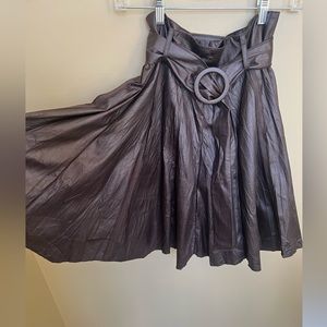 Midi faux leather skirt with belt